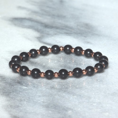 Shungite bracelet beads 6mm - shungite,