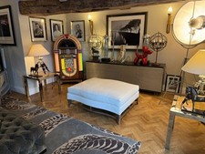 Top Top Quality Donghia off white leather Geneva Ottoman Footstool rrp £3,860