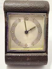 VINTAGE TRAVEL CLOCK IN FOLDING FAUX LEATHER CASE, SPARES/REPAIRS