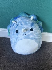 Squishmallow Jerome The Triceratops Plush Toy Dinosaur 16" 41cm Blue Tie Dye