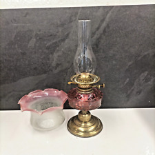 Antique Victorian Cranberry Glass Oil Lamp – 20” Tall
