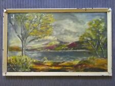 Vintage Landscape Oil Painting, River, Mountain, Loch Rannoch, Scotland