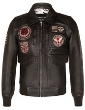 Men's Black Leather Bomber