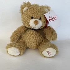 Hamleys Brown Tan Teddy Bear Brown Bow 11” Embroidered Foot Stamp with Swing Tag