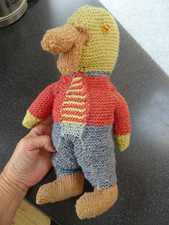 Vintage character knitted stuffed duck, 12" tall