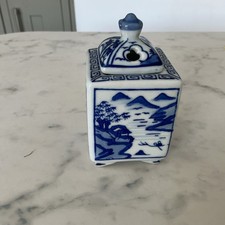  Chinese Blue & White MOYSES STEVENS  Incense Burner Lidded 