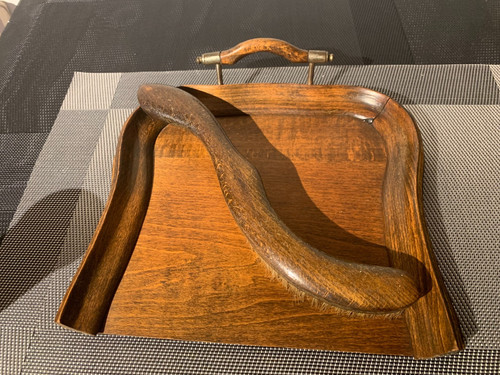 Antique wooden crumb tray - wooden,
