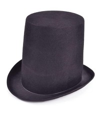 Black Stovepipe Top Hat Victorian Extra Tall Felt Hat Book Week Fancy Dress Hat