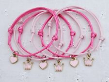 6 PRINCESS HEART AND CROWN FRIENDSHIP BRACELETS PARTY BAG FILLERS GIFT PRIZES