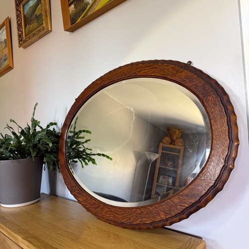 Antique oak wall mirror large - oak,