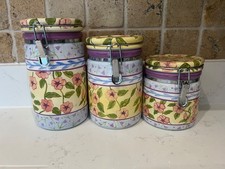 THREE VINTAGE LARGE CERAMIC CANNISTERS JARS BY CAPRIWARE