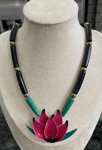 Acrylic lotus flower necklace - acrylic,