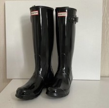 Ladies Hunter Wellies Original Tall Gloss Wellington Boots Black Size UK5 Eur 38
