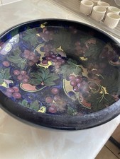 Royal Stanley Ware Jacobean Large Ceramic Fruit Bowl Navy Blue Vintage Antique