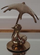 Vintage Brass Duck with Opened Unbrella 13cm High Lovely Condition