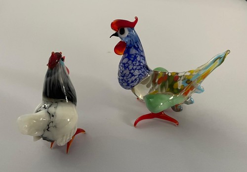 Vintage murano hen rooster - murano,