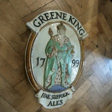 Doulton Lambeth Antique Advertising Ware Green King Wall Plaque Glazed Stoneware