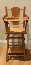 Vintage Wooden Doll's High Chair Low Chair Push-Along Toy With Abacus 60s/70s