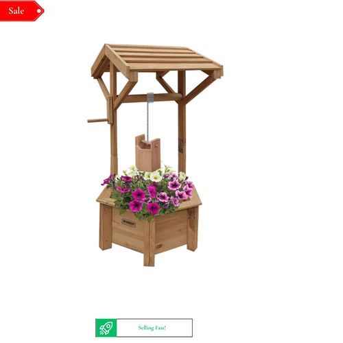Wooden wishing well planter - well,