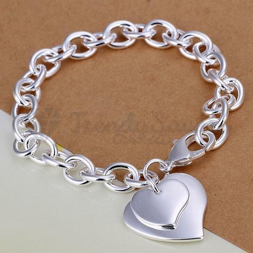 Double heart tag curb chain - tag,