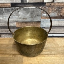Lovely Vintage/Antique Brass Jam Pan With Iron Handle Cooking Pot 