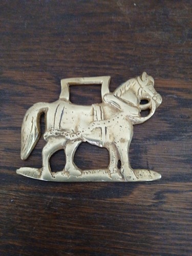 Brass horse medallion shire - brass,