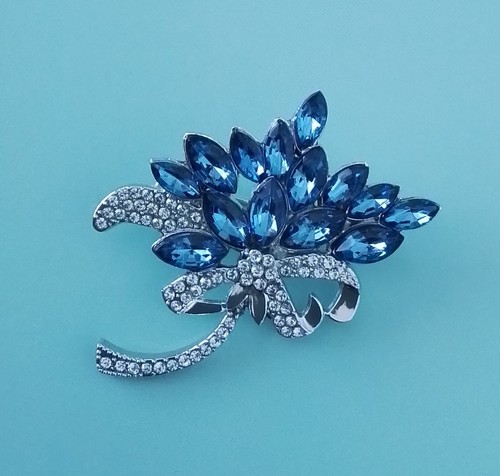 Blue crystal floral bouquet - crystal,