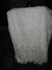 FILLIGREE  PRETTY FLORAL EMBROADERED CREAM  NET CURTAIN JARDINIERE ~