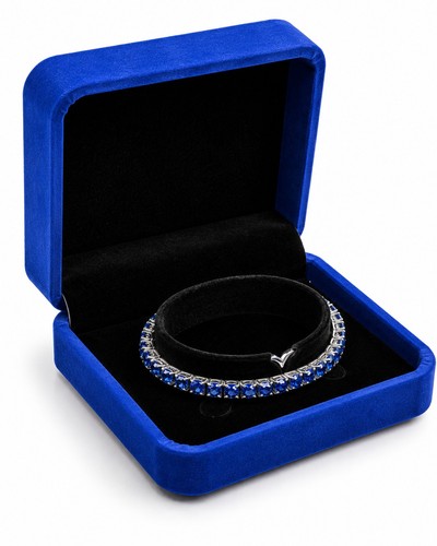 Blue crystal tennis bracelet - blue,