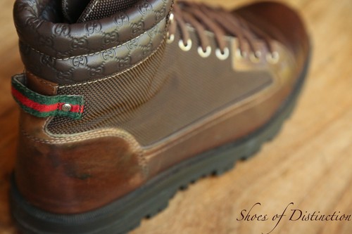 Gucci brown leather derby - gg,