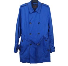 Reiss Blue Trench Coat Size XL Lined Mens Smart Double Breasted Work Formal