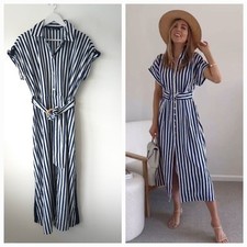 Zara Midi Stripe Dress Linen