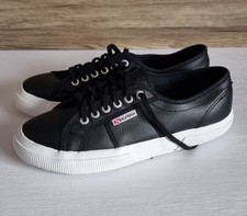 SUPERGA BLACK LEATHER TRAINERS SHOES SIZE UK 7 EU 41 