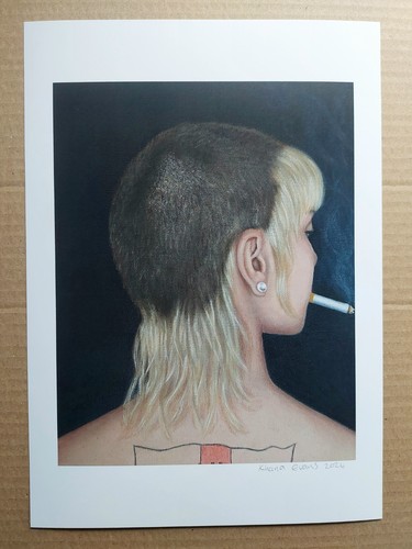 Skinhead girl smoking - girl,