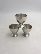 Vintage Retro KH 18-8 Stainless Steel Metal Silver Tone Egg Cups Hong Kong 3PC