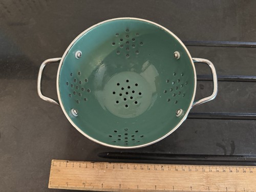Green enamel kitchen - enamel, colander