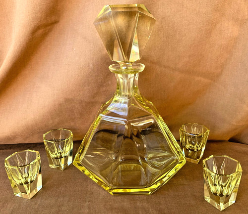 Czech art deco yellow glass - czech,