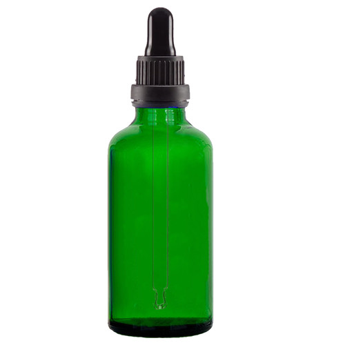 Green glass dropper bottles - green,