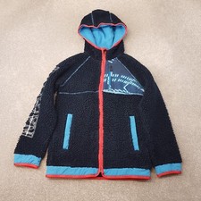 Napapijri Rainforest Boys Jacket 14 Years Blue Navy Fleece Sherpa Hooded Zip Up