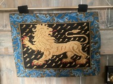 Completed Black LION needlepoint tapestry EHRMAN Candace Bahouth Medieval