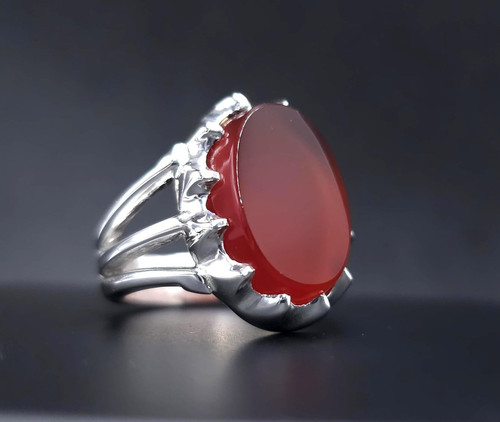 Red aqeeq mens ring handmade - aqeeq,