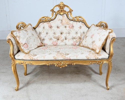French rococo settee giltwood - rococo,