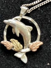 Black Hills  Silver And Gold Dolphin Necklace