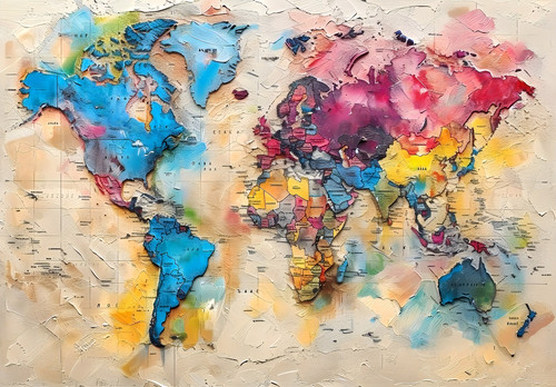 World map canvas picture print - map,