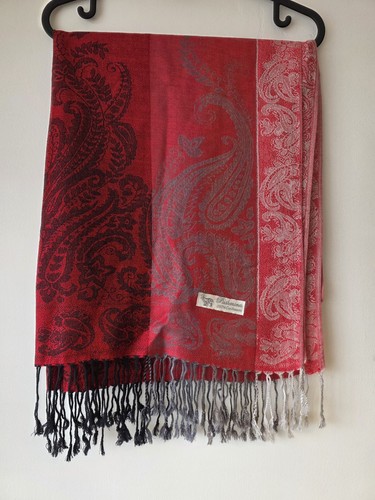 Red 100 cashmere pashmina - red,
