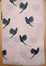Beck Sondergaard beige rectangle scarf/wrap. Large. Beige with navy blue birds.