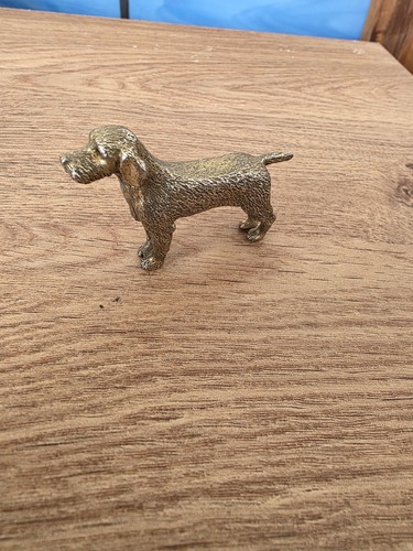 Mini brass dog figurine - brass,