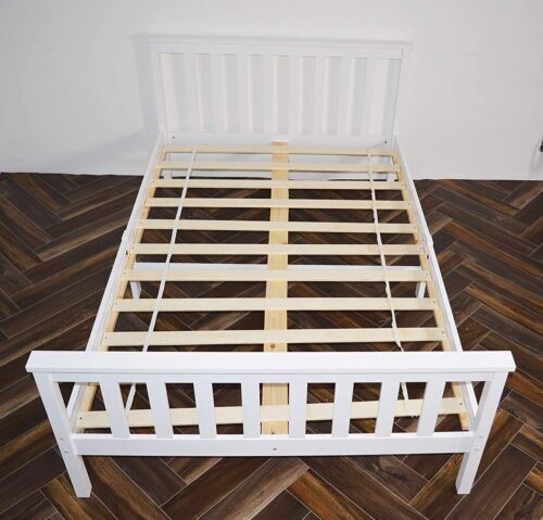 White 3ft 4ft wooden bed - white,