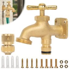 BLOSTM Solid Brass Anywhere Hose Tap Outside Kit Bib Quick Connector ½” 3/4"