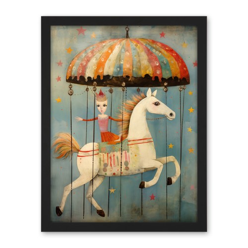 Folk art whimsical carousel - art,
